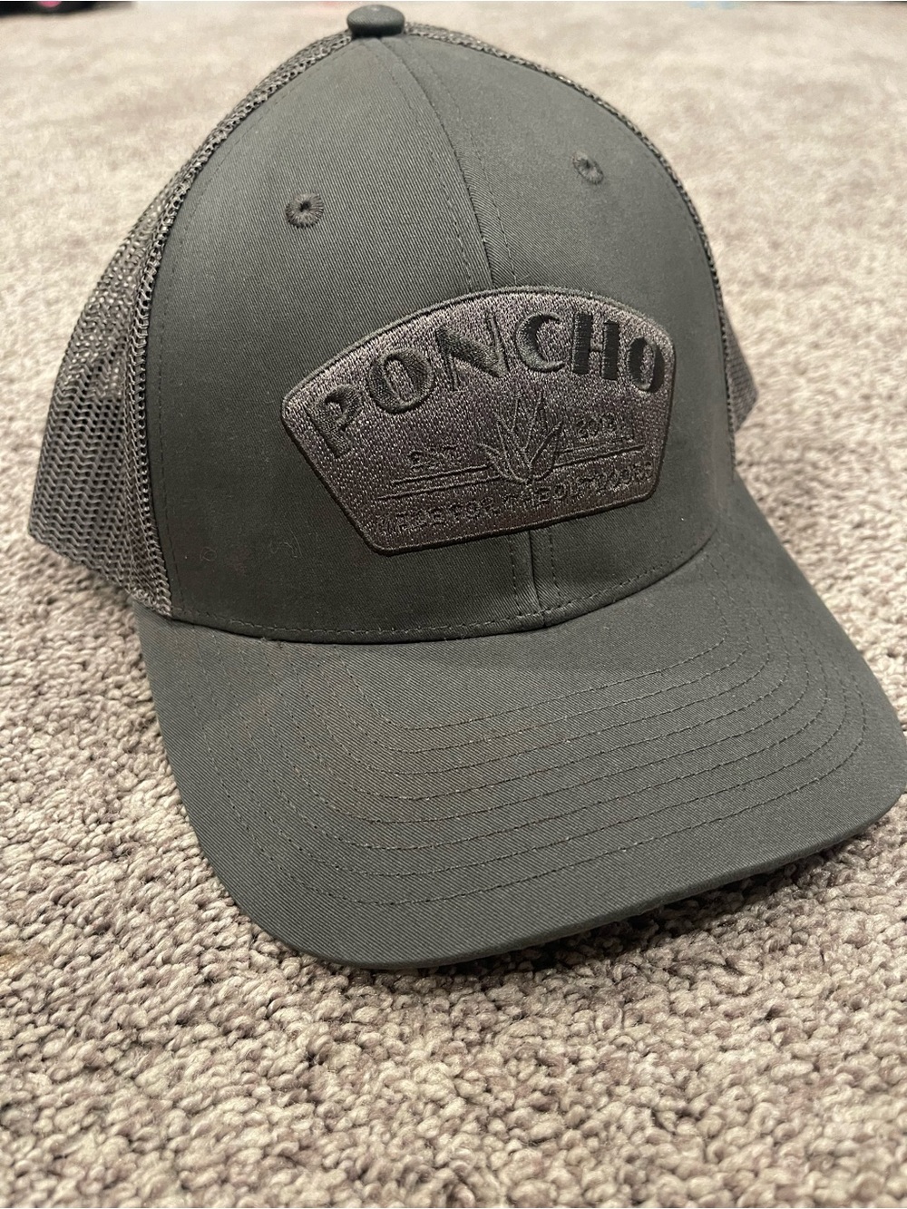 Poncho Trucker Hat Cap Snap Back Gray Adjustable Outdoors Casual Fishing Hunting